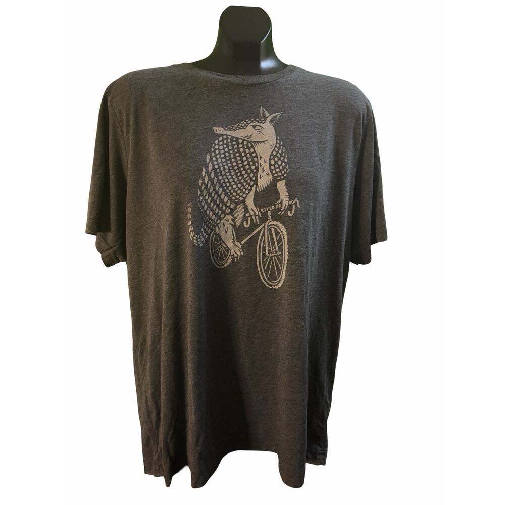 River Road Armadillo Bicycle T Shirt Mens XL Gray Graphic Tee